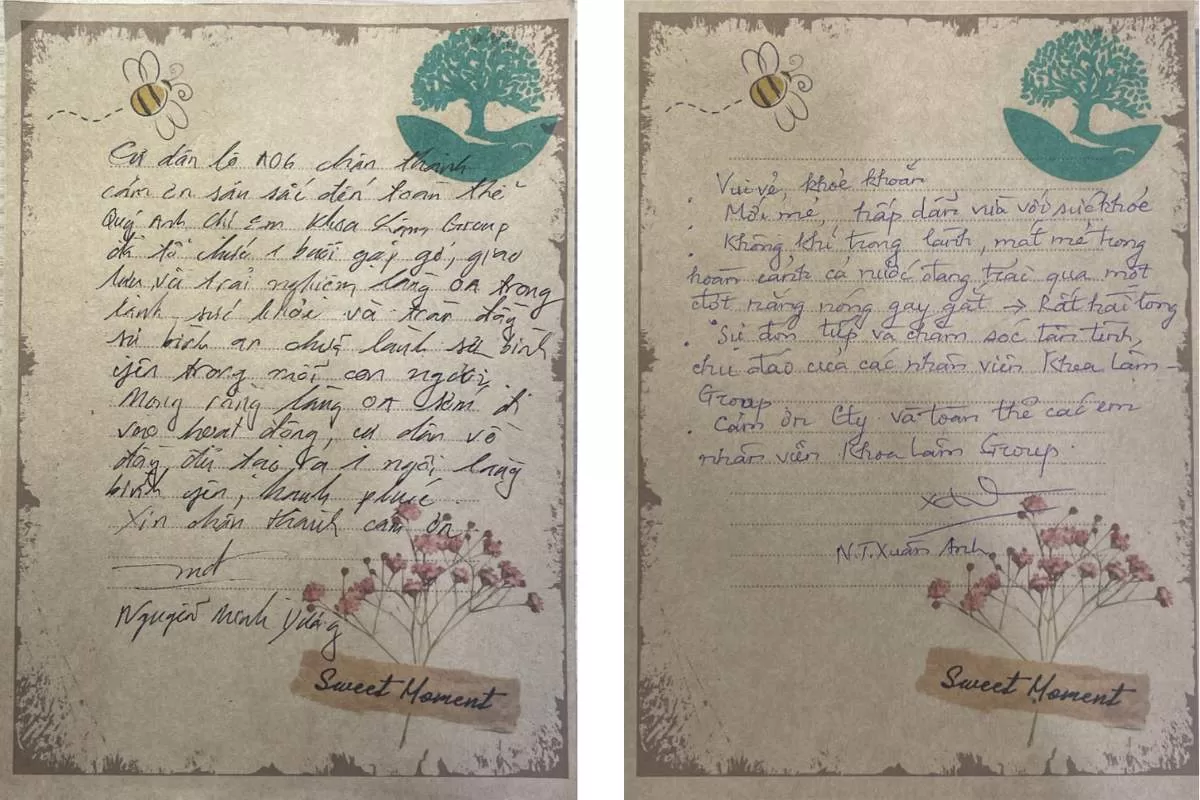 lời cảm ơn của khách hàng dành cho khoa lam group