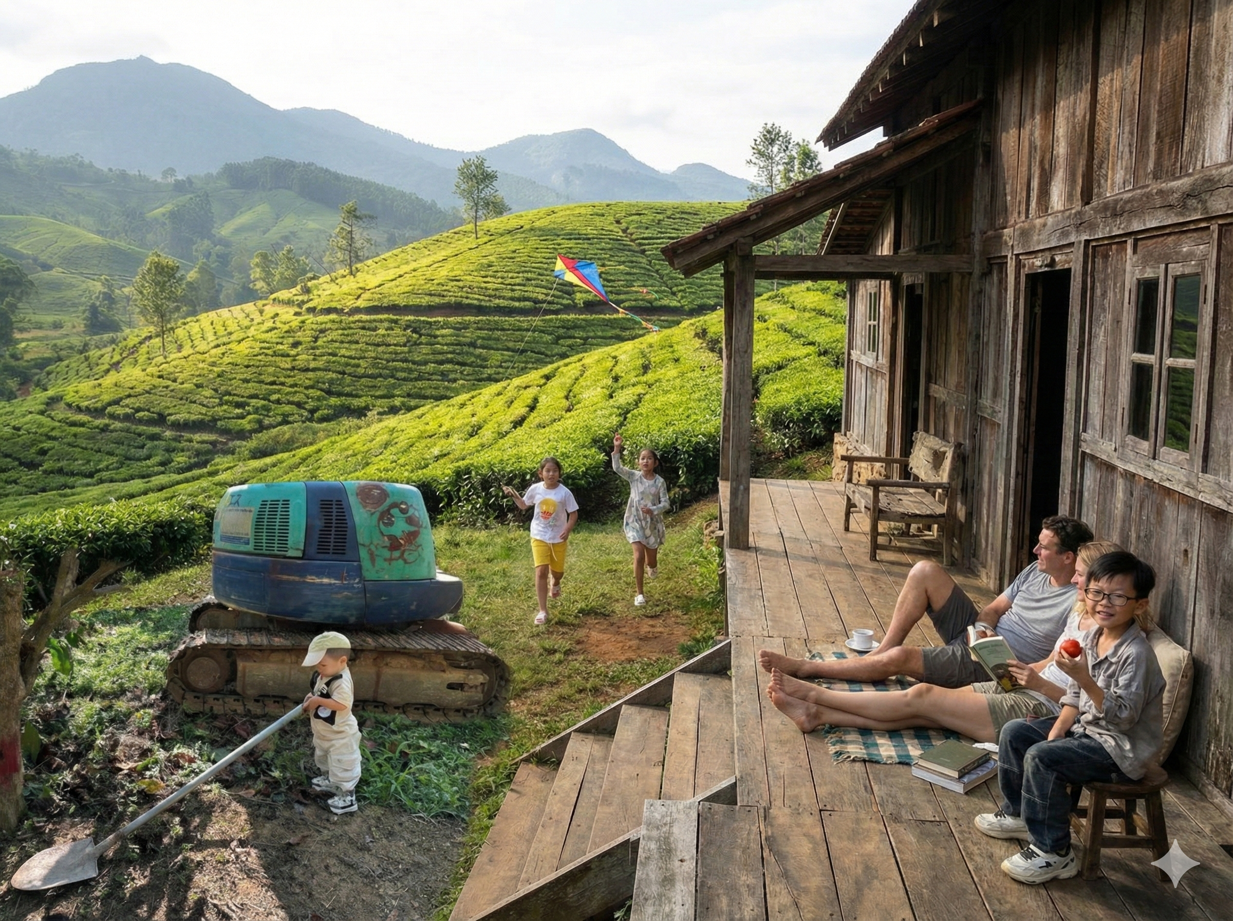 Gia đình thư giãn cuối tuần tại second home Làng Oa Bảo Lộc giữa đồi chè và không gian xanh