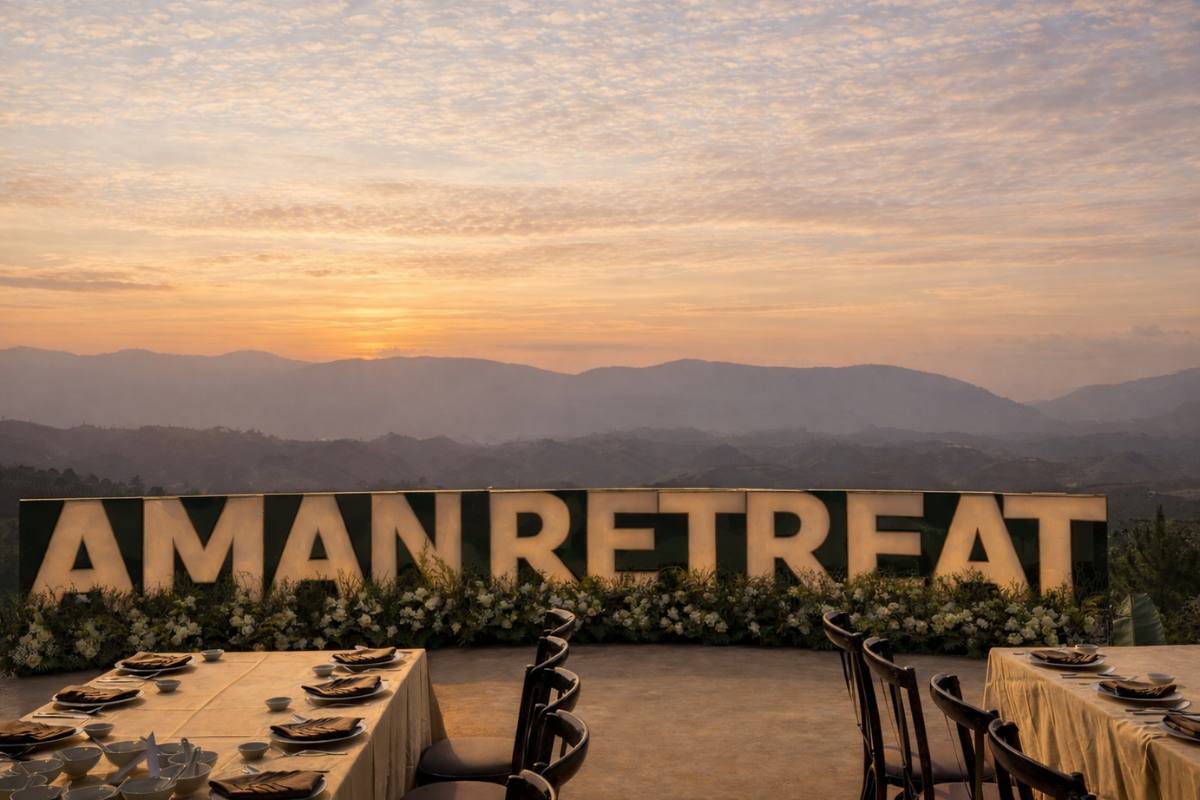 Không gian tổ chức tiệc tối tại Làng Oa Retreat